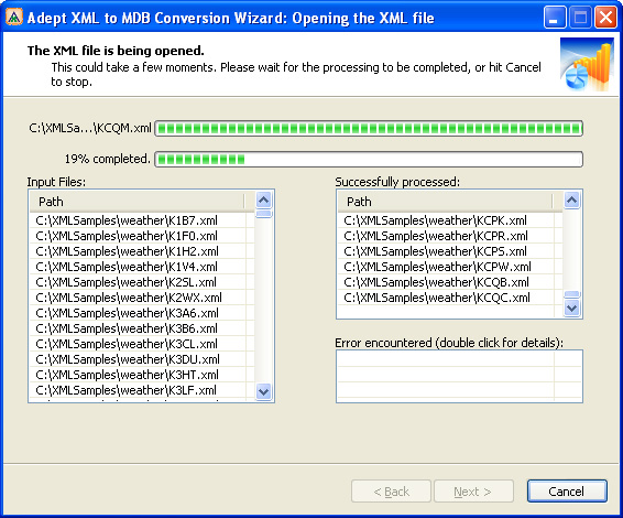 Adept XML to MDB Conversion Wizard