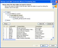 Preview XML data
for importing into Excel.