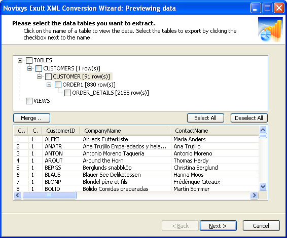 Exult XML Conversion Wizard screen shot