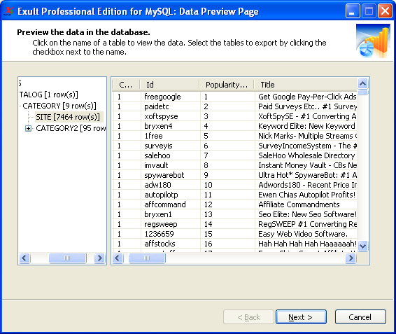 Exult Professional Edition for MySQL screenshot