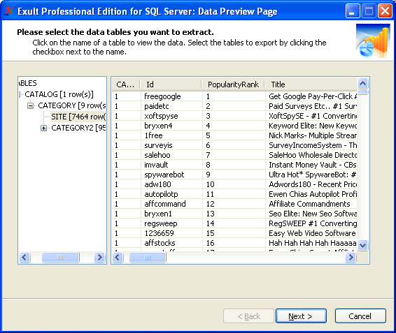 Click to view Exult Professional for SQL Server 1.4 screenshot