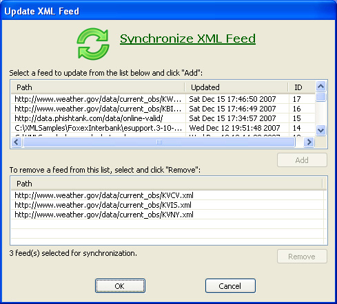 Some XML file URLs selected for updating in SQL
Server