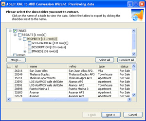 Previewing XML Data in AdeptXLS.
