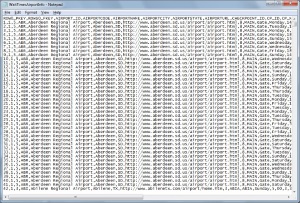 Viewing a sample CSV file in notepad