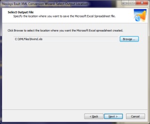 Browse and select output path to save Excel spreadsheet
       when converting XML to Excel using Exult XML Conversion
       Wizard