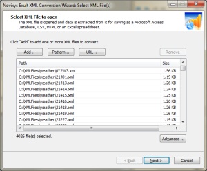 Merging data from aa large number of XML Files the Exult
       XML Conversion Wizard