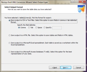 Export the imported XML data to CSV using the Exult XML
       Conversion Wizard