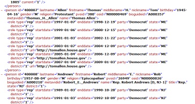 XML Data on US Congress used as sample to demonstrate
       conversion of XML to Access.