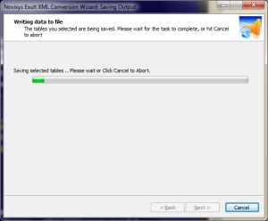 Saving the selected XML data to Microsoft Access could
       take some time depending on the size of the database.