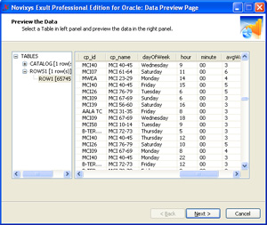 Previewing Data in Exult Oracle Edition
