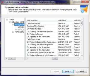 Previewing XML data imported into SQL Server
       using Exult SQL Server.