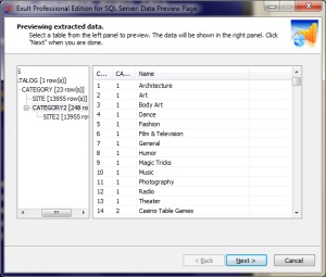 Browsing imported XML data in SQL Server after shredding
       XML using Exult SQL Server.