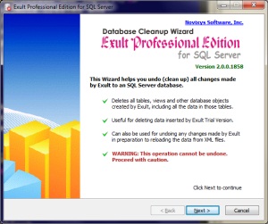 Opening Screen of Database Cleanup Wizard, part of Exult
       XML Importer