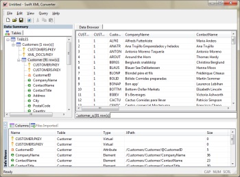 Data Preview after importing XML
			       into Swift XML Converter