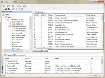 Data Preview after importing XML
			       into Swift XML Converter