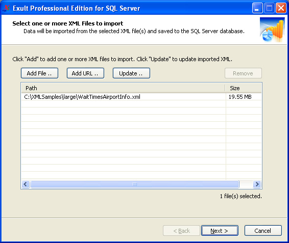 Selecting XML files for importing into SQL Server